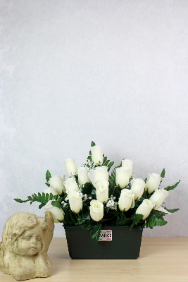 Fleurs artificielles pour cimetière - Jardinière de roses