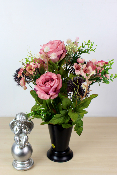 Fleurs artificielles pour cimetière - Cône de roses et fleurs champêtre