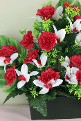 Fleurs artificielles pour cimetière - Jardinière œillet et orchidée