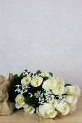 Fleurs artificielles pour cimetière - Bouquet de roses et gypsophile
