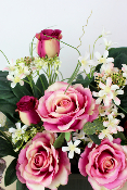 Fleurs artificielles pour cimetière - Jardinière de roses et roses boutons