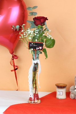 SAINT-VALENTIN - Soliflore rose rouge