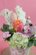 PÂQUES - Composition lilas et orchidée