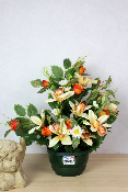 Fleurs artificielles pour cimetière - Coupe de fleurs orangées