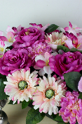 Fleurs artificielles pour cimetière - Jardinière de roses et gerberas