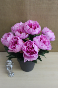Fleurs artificielles pour cimetière - Pot coupe de pivoines