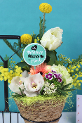 Fête des Grands-Mères - Composition panier fleuri