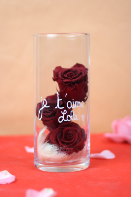 SAINT-VALENTIN - Roses éternelles et son vase personnalisable