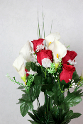 Fleurs artificielles pour cimetière - Cône de roses et anthuriums