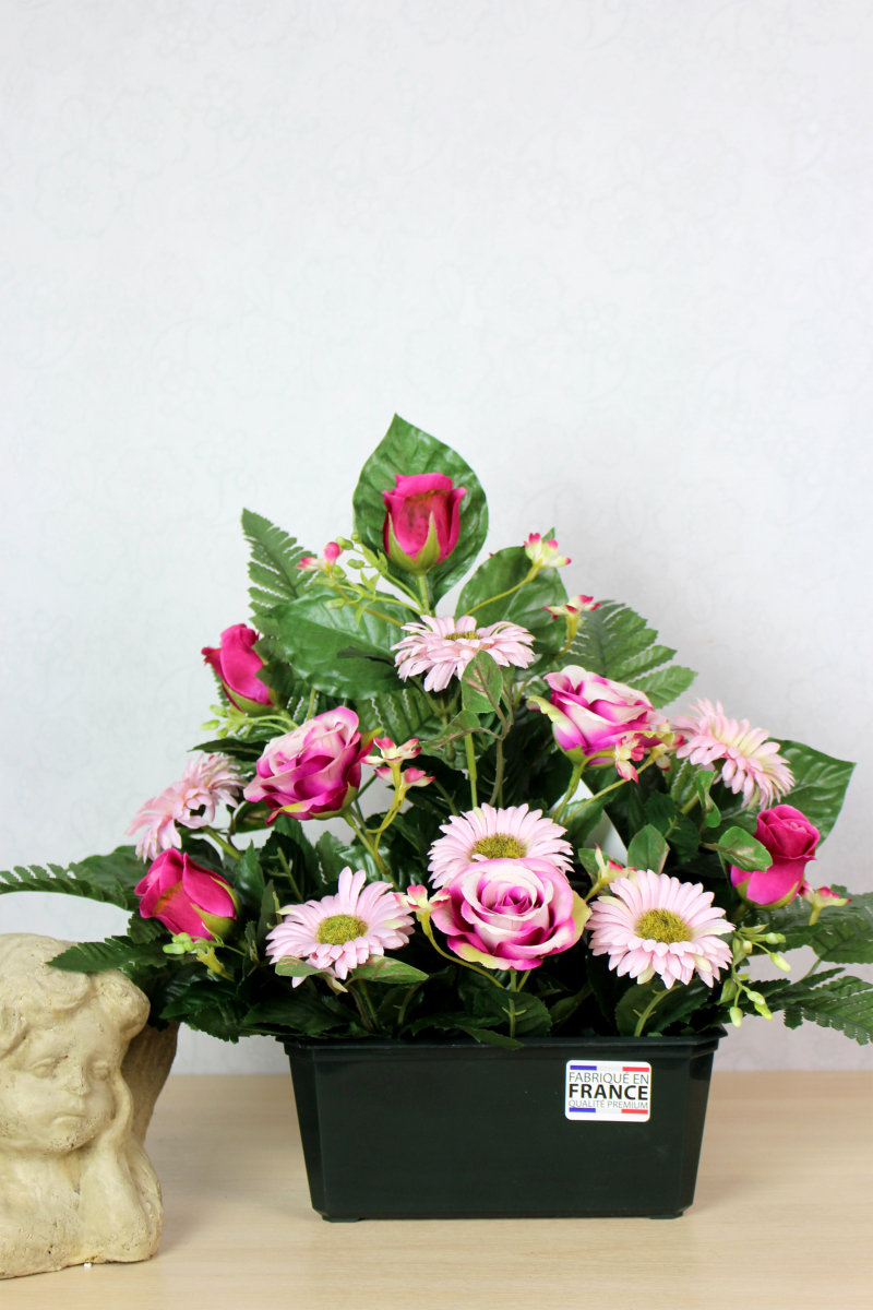 Jardinière de Fleurs Artificielles pour Cimetière - La Fontaine Fleurie