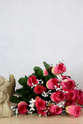 Fleurs artificielles pour cimetière - Bouquet de roses et gypsophile