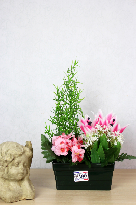 Fleurs artificielles pour cimetière - Jardinière de fleurs variées