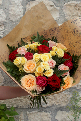VENISE - Bouquet de roses multicolore