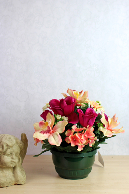 Fleurs artificielles pour cimetière - Composition de fleurs variées