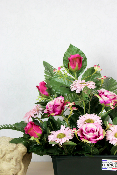 Fleurs artificielles pour cimetière - Jardinière de roses et gerberas