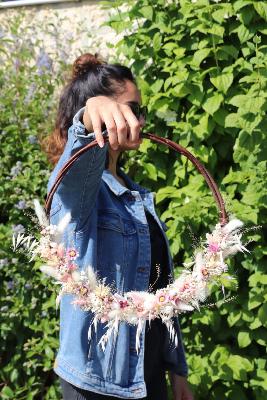 EMMA - Couronne de fleurs séchées rose