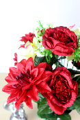 Fleurs artificielles pour cimetière - Cône de roses et dahlias