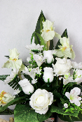 Fleurs artificielles pour cimetière - Cône de fleurs blanches