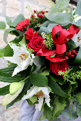 SANTORIN - Bouquet de fleurs rouge et blanc