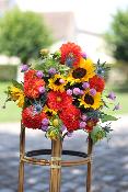 CALVI - Bouquet de dahlias et tournesols