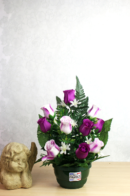 Fleurs artificielles pour cimetière - Petite composition de roses