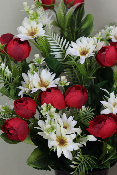 Fleurs artificielles pour cimetière - Cône renoncules et fleurs sauvages