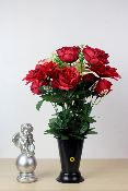 Fleurs artificielles pour cimetière - Cône de roses et dahlias