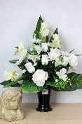 Fleurs artificielles pour cimetière - Cône de fleurs blanches