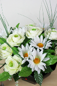 Fleurs artificielles pour cimetière - Coupe de renoncules et pâquerettes