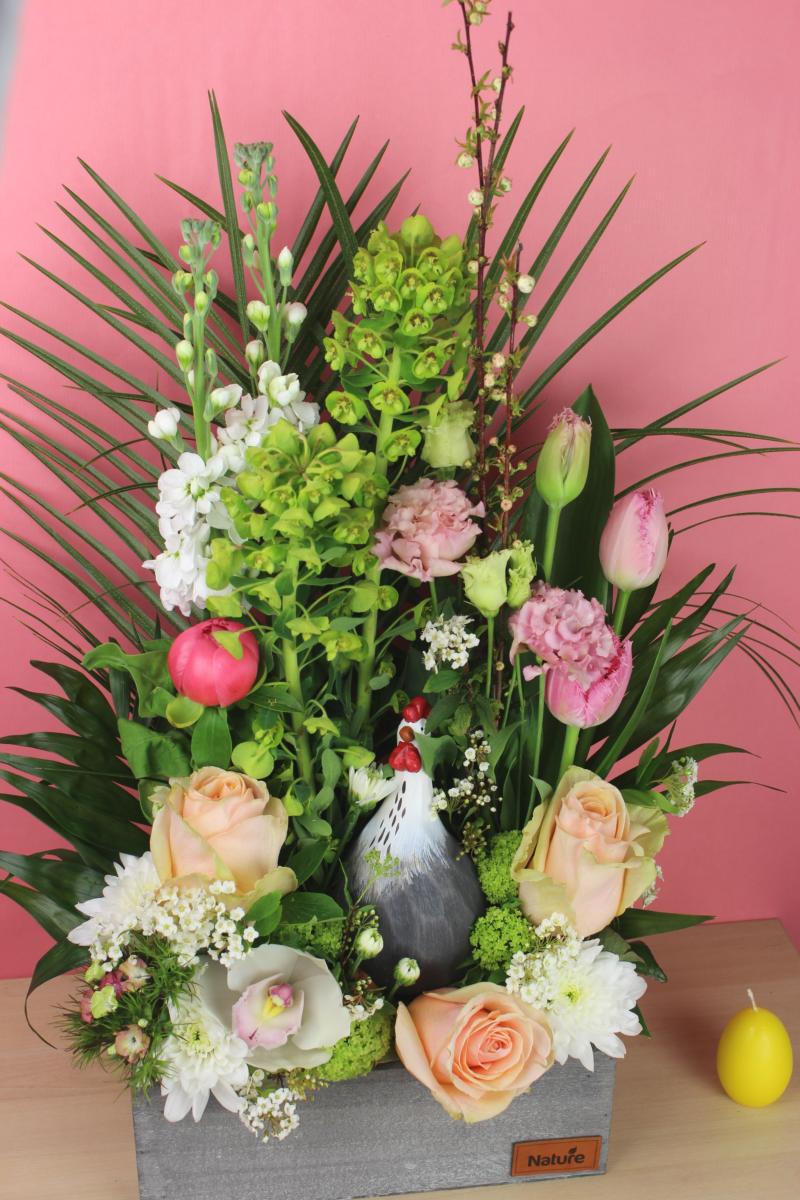 Nappe  Jaune Clair-Multicolore Broderie Imprimé Lapins Sur Prairie