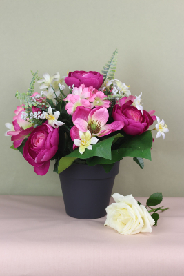 Fleurs artificielles pour cimetière - Coupe de renoncules magnolia