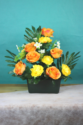 Fleurs artificielles pour cimetière - Jardinière des roses, pivoines e phlox