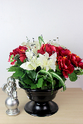 Fleurs artificielles pour cimetière - Coupe de lys, roses et anémones