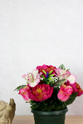 Fleurs artificielles pour cimetière - Coupe de pivoines et roses boutons