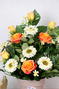 Fleurs artificielles pour cimetière - Coupe de roses et gerberas
