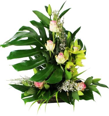 COMPOSITIONS DE ROSES VARIÉES & CYMBIDIUMS 
