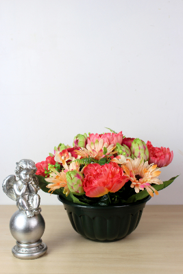 Fleurs artificielles pour cimetière - Coupe de renoncules et gerberas