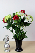 Fleurs artificielles pour cimetière - Cône de lys, roses et hortensias
