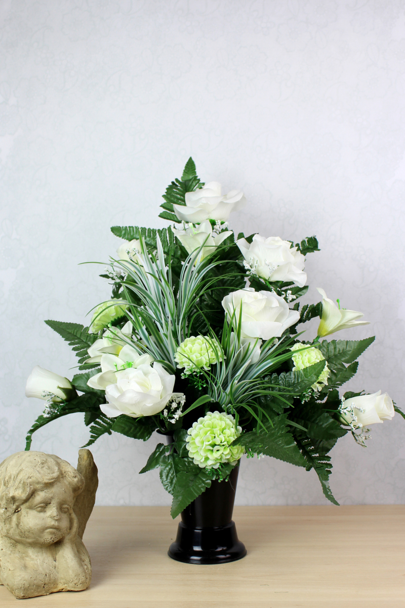 Cône de Fleurs Artificielles pour Cimetière - La Fontaine Fleurie