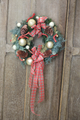 NOËL - Couronne de Noël rouge et or