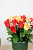 Fleurs artificielles pour cimetière - Composition de roses et gypsophile