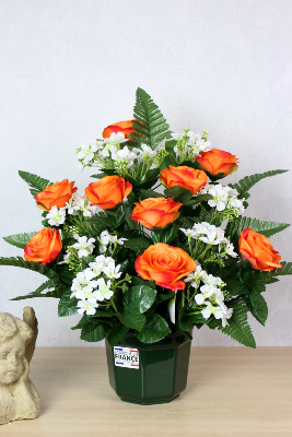 Fleurs artificielles pour cimetière - Coupe de roses et d'hortensias