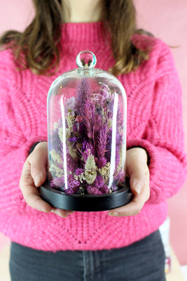 THÉO - Cloche de fleurs séchées mauve