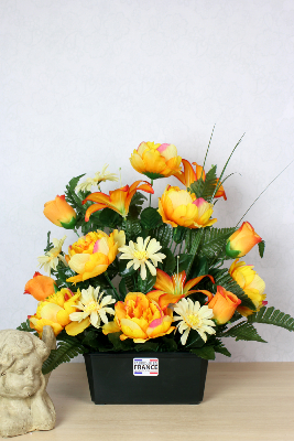 Fleurs artificielles pour cimetière - jardinière de fleurs variées