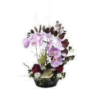 GRANDE COMPOSITION D'ORCHIDÉES ROSES AUTOMNALE