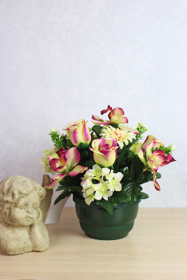 Fleurs artificielles pour cimetière - Composition de fleurs variées