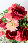 Fleurs artificielles pour cimetière - Cône de roses, pivoines et gerberas