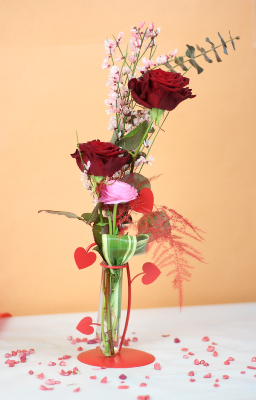 SAINT-VALENTIN - Soliflore rose rouge