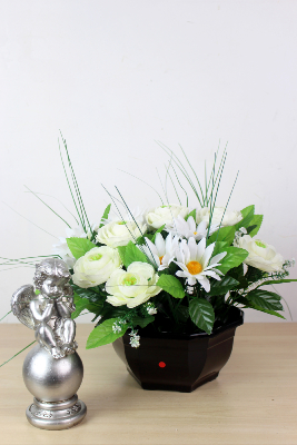 Fleurs artificielles pour cimetière - Coupe de renoncules et pâquerettes