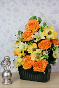 Fleurs artificielles pour cimetière - Jardinière de roses et de lys